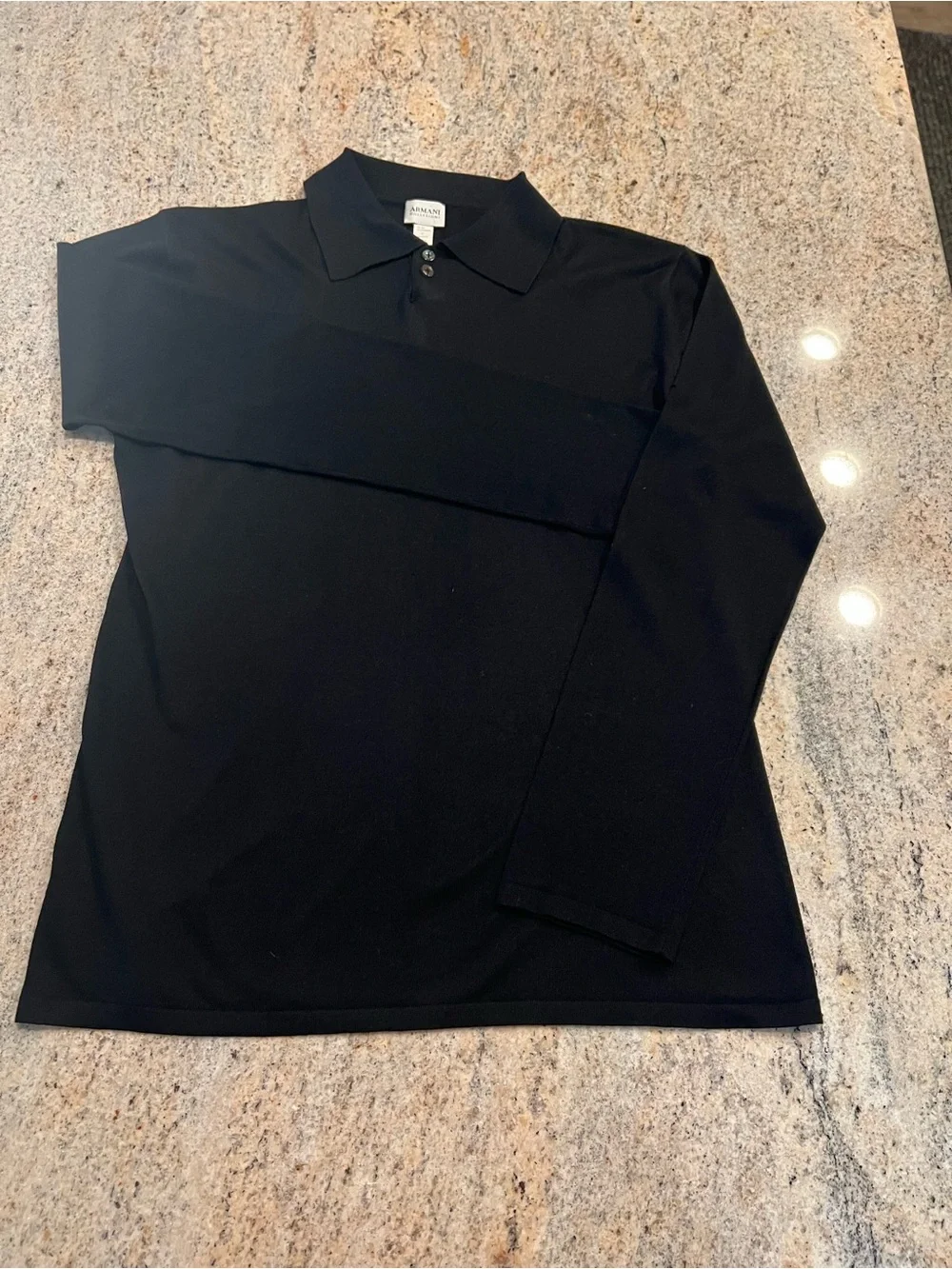 Armani Collezioni Men’s Cashmere-Silk Blend Long-Sleeve Polo Shirt - Black